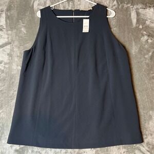 Ann Taylor LOFT Sleeveless Crew Neck Blouse Top XL Navy Blue